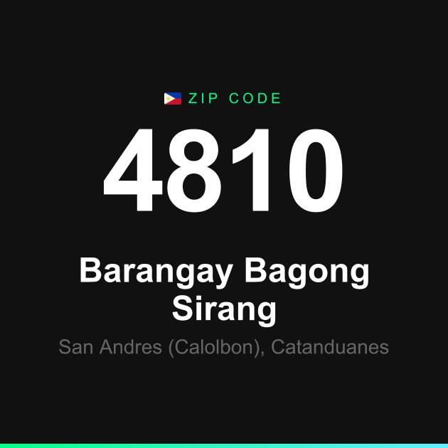 Shareable ZIP code 4810 card for Barangay Bagong Sirang