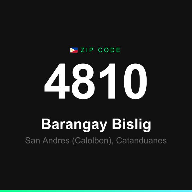 Shareable ZIP code 4810 card for Barangay Bislig
