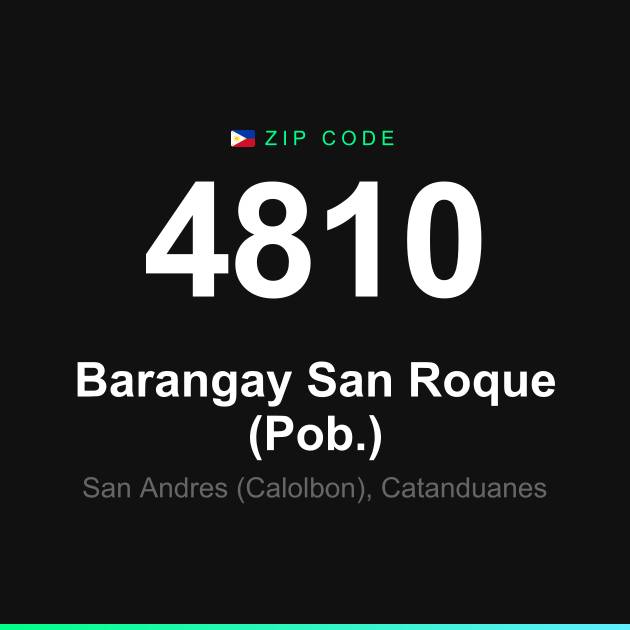 Shareable ZIP code 4810 card for Barangay San Roque (Pob.)