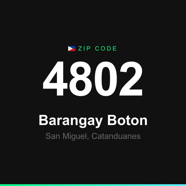 Shareable ZIP code 4802 card for Barangay Boton