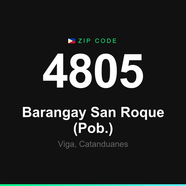 Shareable ZIP code 4805 card for Barangay San Roque (Pob.)