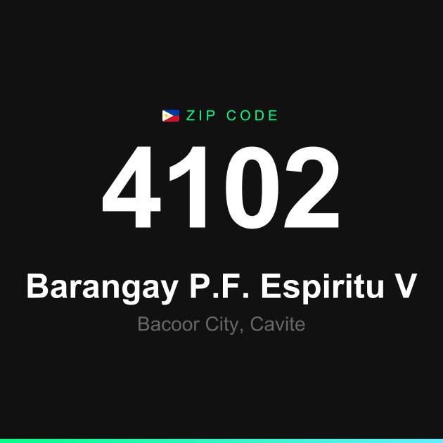 Shareable ZIP code 4102 card for Barangay P.F. Espiritu V