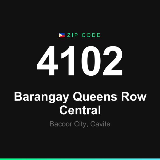 Shareable ZIP code 4102 card for Barangay Queens Row Central