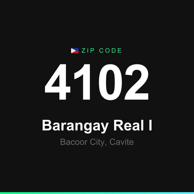 Shareable ZIP code 4102 card for Barangay Real I