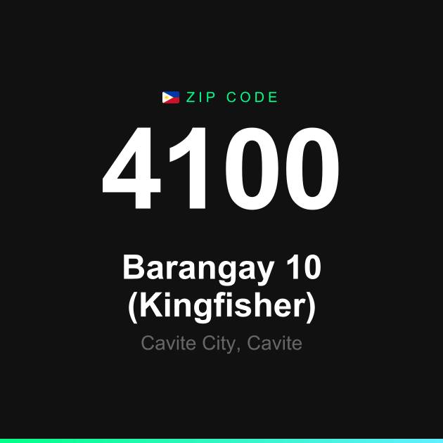 Shareable ZIP code 4100 card for Barangay 10 (Kingfisher)