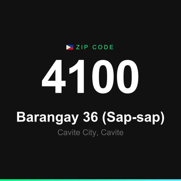 Shareable ZIP code 4100 card for Barangay 36 (Sap-sap)