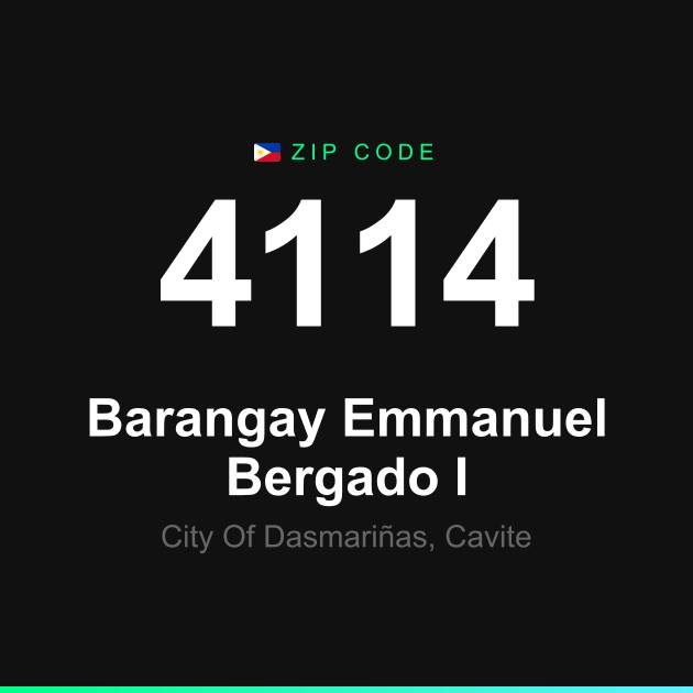 Shareable ZIP code 4114 card for Barangay Emmanuel Bergado I