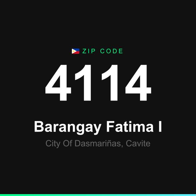 Shareable ZIP code 4114 card for Barangay Fatima I