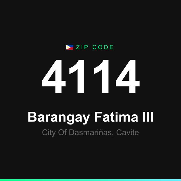 Shareable ZIP code 4114 card for Barangay Fatima III