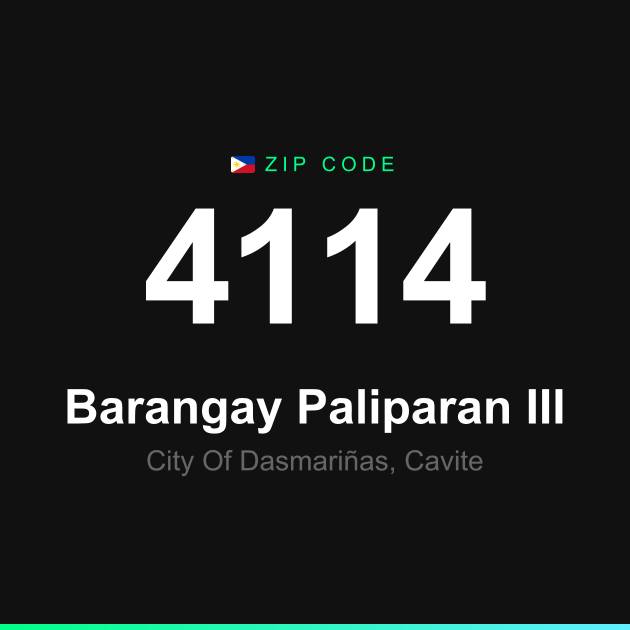 Shareable ZIP code 4114 card for Barangay Paliparan III