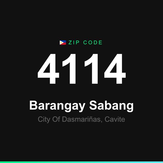 Shareable ZIP code 4114 card for Barangay Sabang