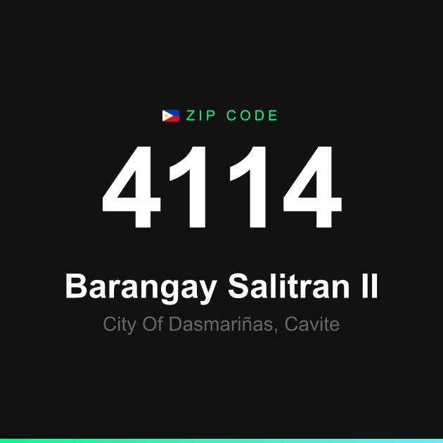 Shareable ZIP code 4114 card for Barangay Salitran II