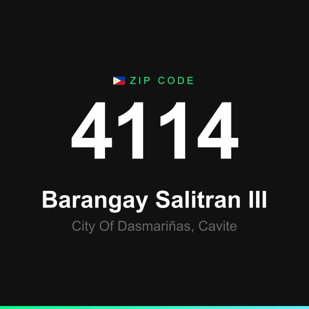 Shareable ZIP code 4114 card for Barangay Salitran III