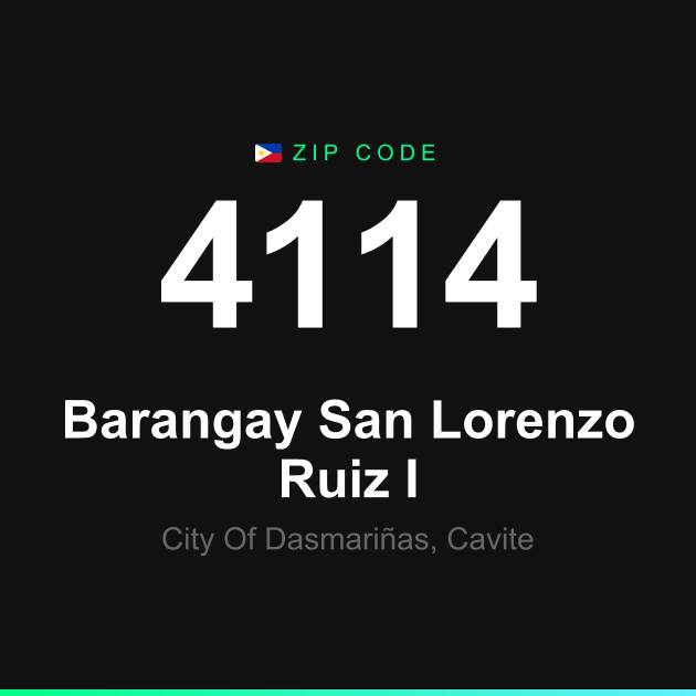 Shareable ZIP code 4114 card for Barangay San Lorenzo Ruiz I