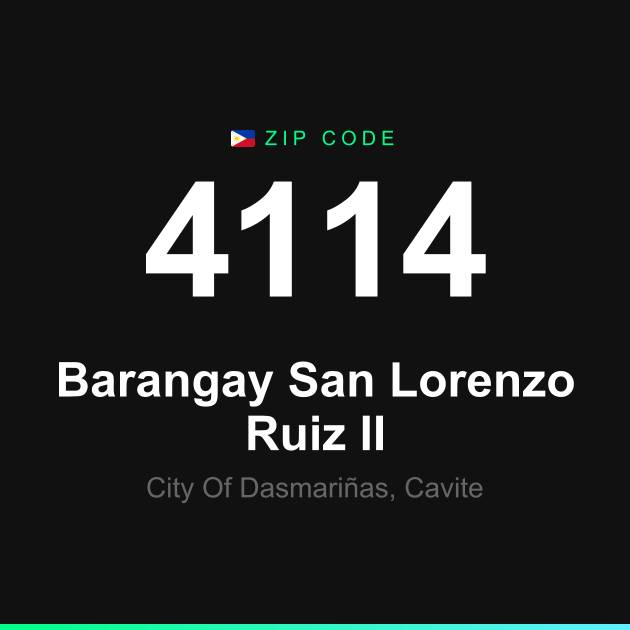 Shareable ZIP code 4114 card for Barangay San Lorenzo Ruiz II