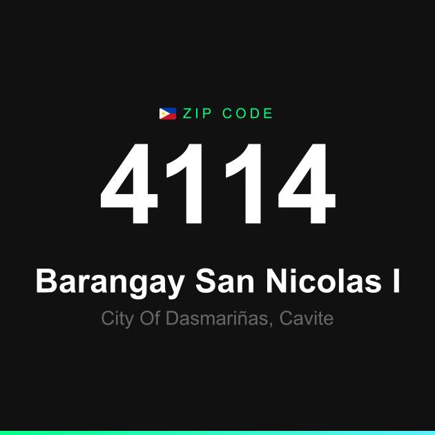 Shareable ZIP code 4114 card for Barangay San Nicolas I