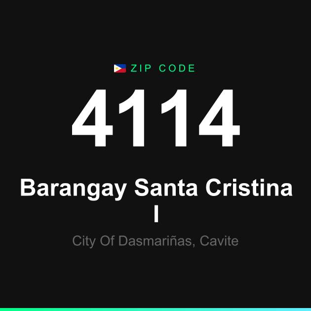 Shareable ZIP code 4114 card for Barangay Santa Cristina I