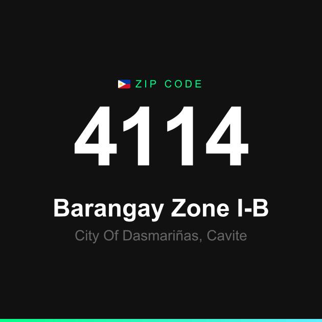 Shareable ZIP code 4114 card for Barangay Zone I-B