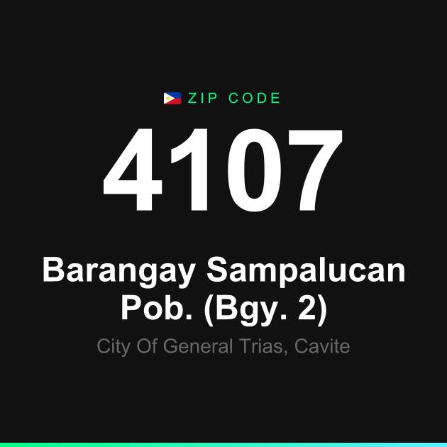 Shareable ZIP code 4107 card for Barangay Sampalucan Pob. (Bgy. 2)