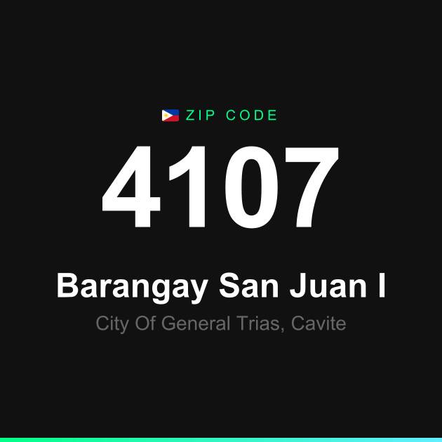 Shareable ZIP code 4107 card for Barangay San Juan I