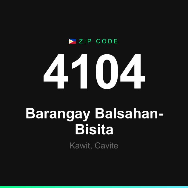 Shareable ZIP code 4104 card for Barangay Balsahan-Bisita