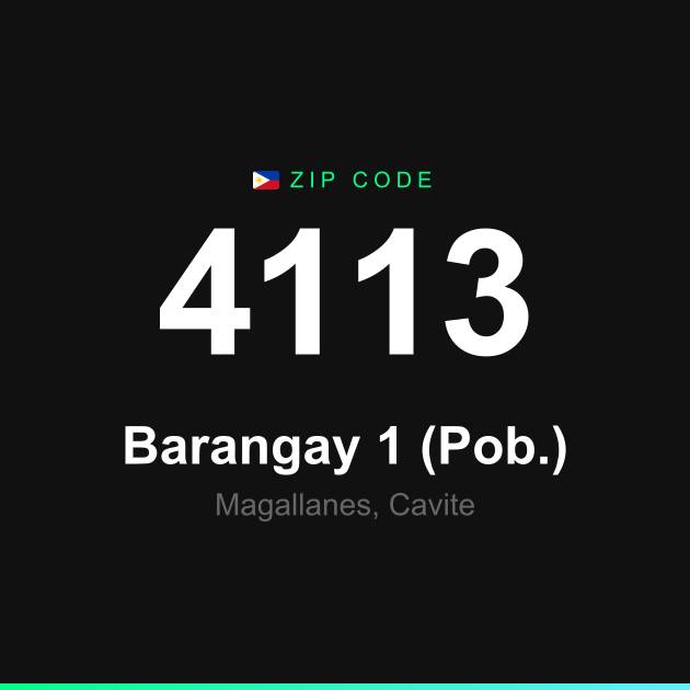 Shareable ZIP code 4113 card for Barangay 1 (Pob.)