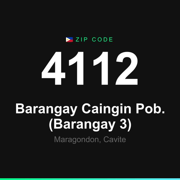 Shareable ZIP code 4112 card for Barangay Caingin Pob. (Barangay 3)