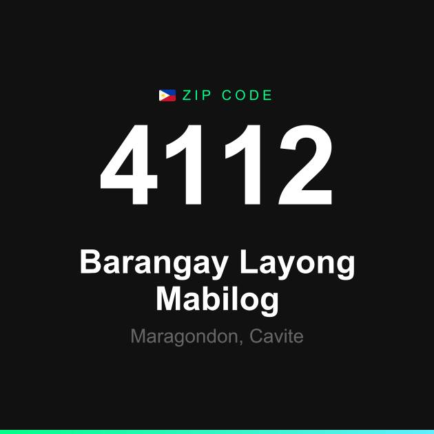 Shareable ZIP code 4112 card for Barangay Layong Mabilog