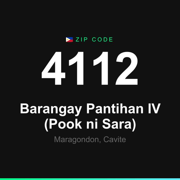 Shareable ZIP code 4112 card for Barangay Pantihan IV (Pook ni Sara)
