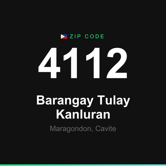 Shareable ZIP code 4112 card for Barangay Tulay Kanluran