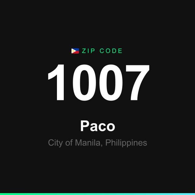 Shareable ZIP code 1007 card for Paco