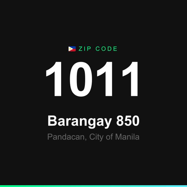 Shareable ZIP code 1011 card for Barangay 850