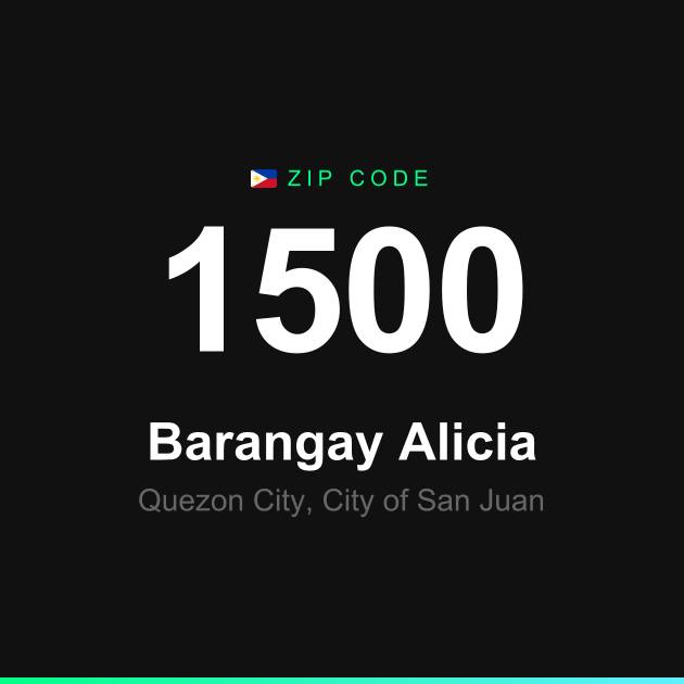 Shareable ZIP code 1500 card for Barangay Alicia