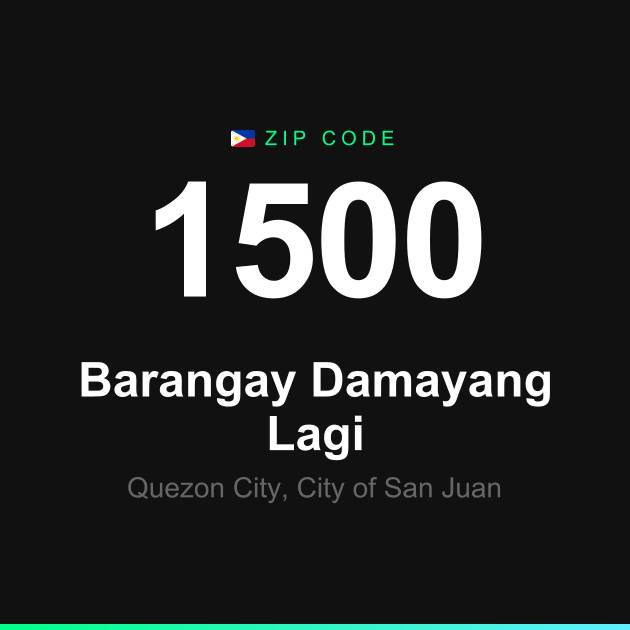 Shareable ZIP code 1500 card for Barangay Damayang Lagi
