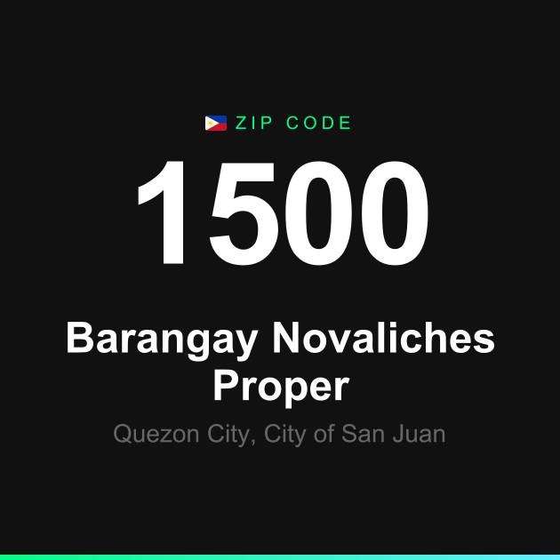 Shareable ZIP code 1500 card for Barangay Novaliches Proper
