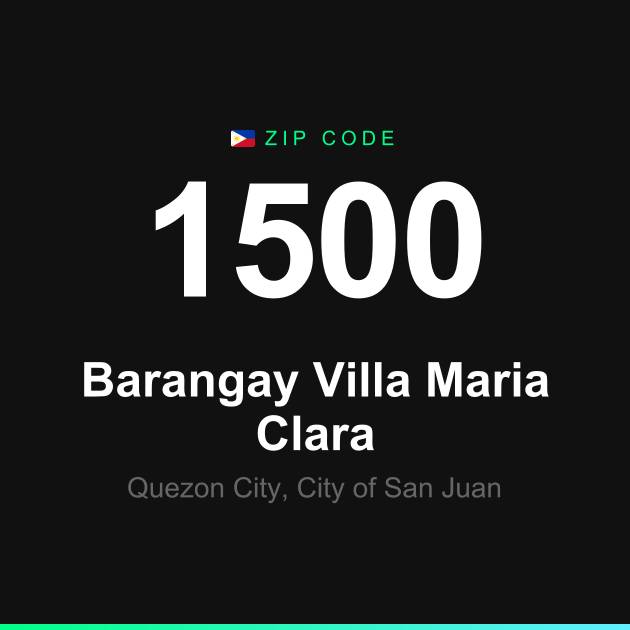 Shareable ZIP code 1500 card for Barangay Villa Maria Clara