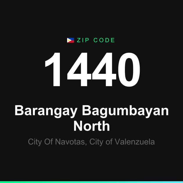 Shareable ZIP code 1440 card for Barangay Bagumbayan North