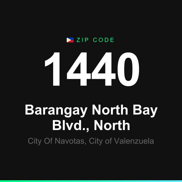 Shareable ZIP code 1440 card for Barangay North Bay Blvd., North