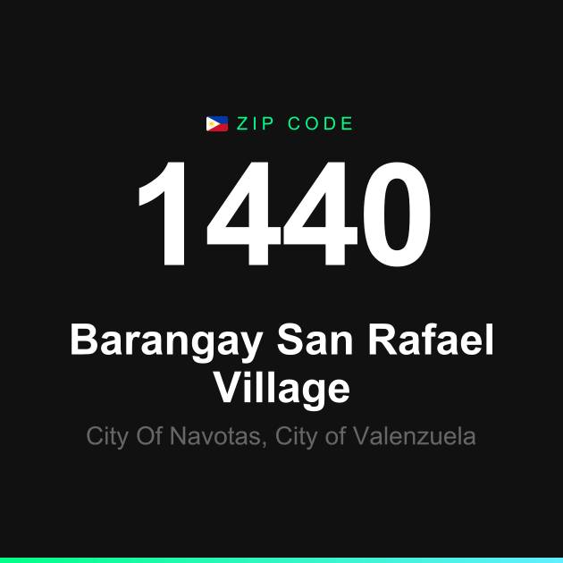 Shareable ZIP code 1440 card for Barangay San Rafael Village