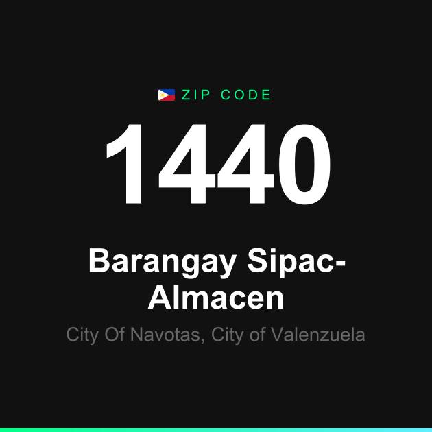 Shareable ZIP code 1440 card for Barangay Sipac-Almacen