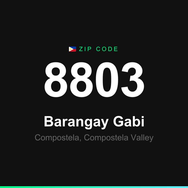 Shareable ZIP code 8803 card for Barangay Gabi