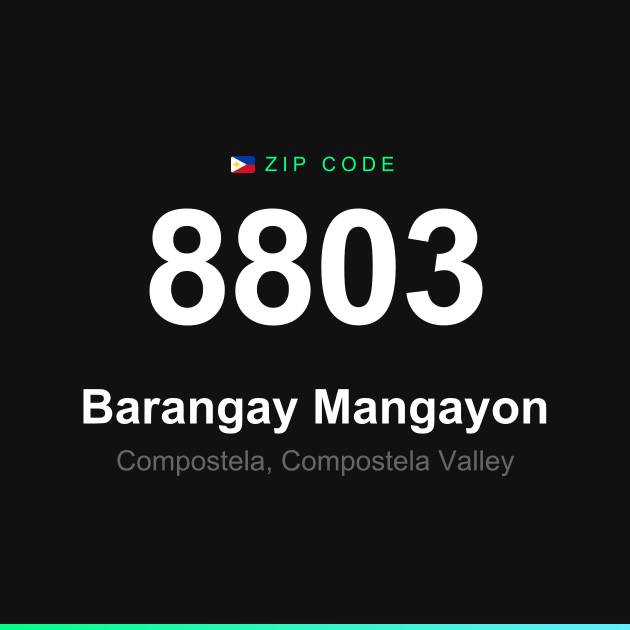 Shareable ZIP code 8803 card for Barangay Mangayon