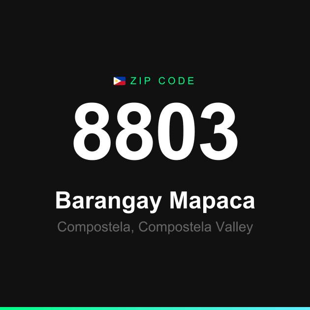 Shareable ZIP code 8803 card for Barangay Mapaca
