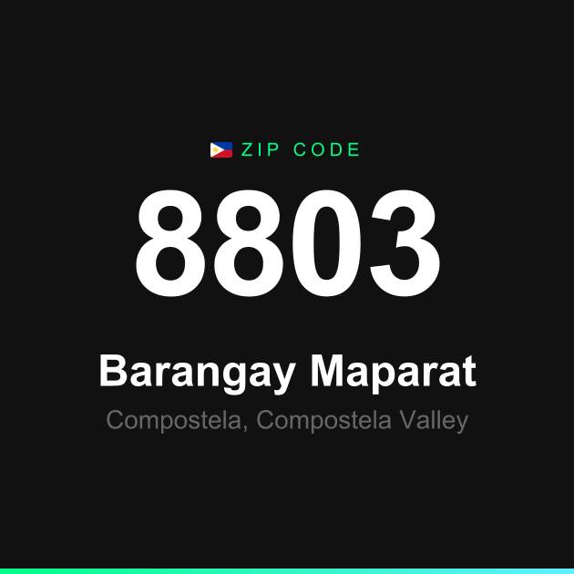 Shareable ZIP code 8803 card for Barangay Maparat