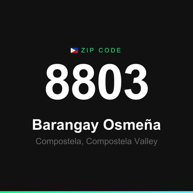Shareable ZIP code 8803 card for Barangay Osmeña