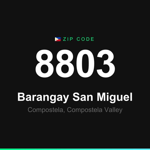 Shareable ZIP code 8803 card for Barangay San Miguel