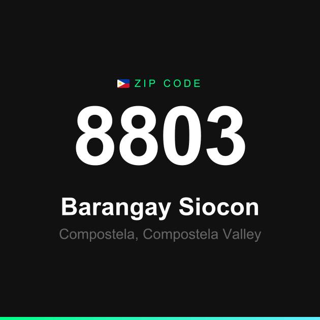 Shareable ZIP code 8803 card for Barangay Siocon