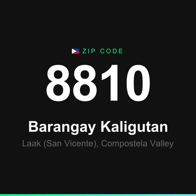 Shareable ZIP code 8810 card for Barangay Kaligutan