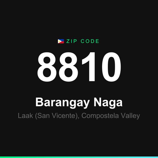 Shareable ZIP code 8810 card for Barangay Naga