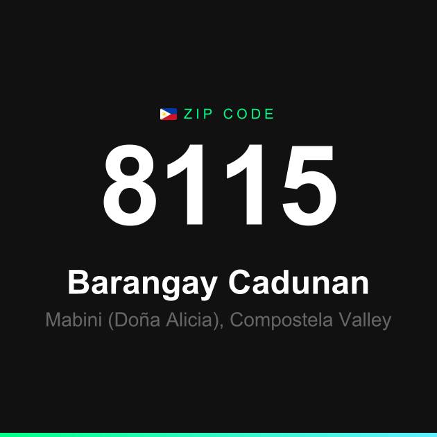 Shareable ZIP code 8115 card for Barangay Cadunan